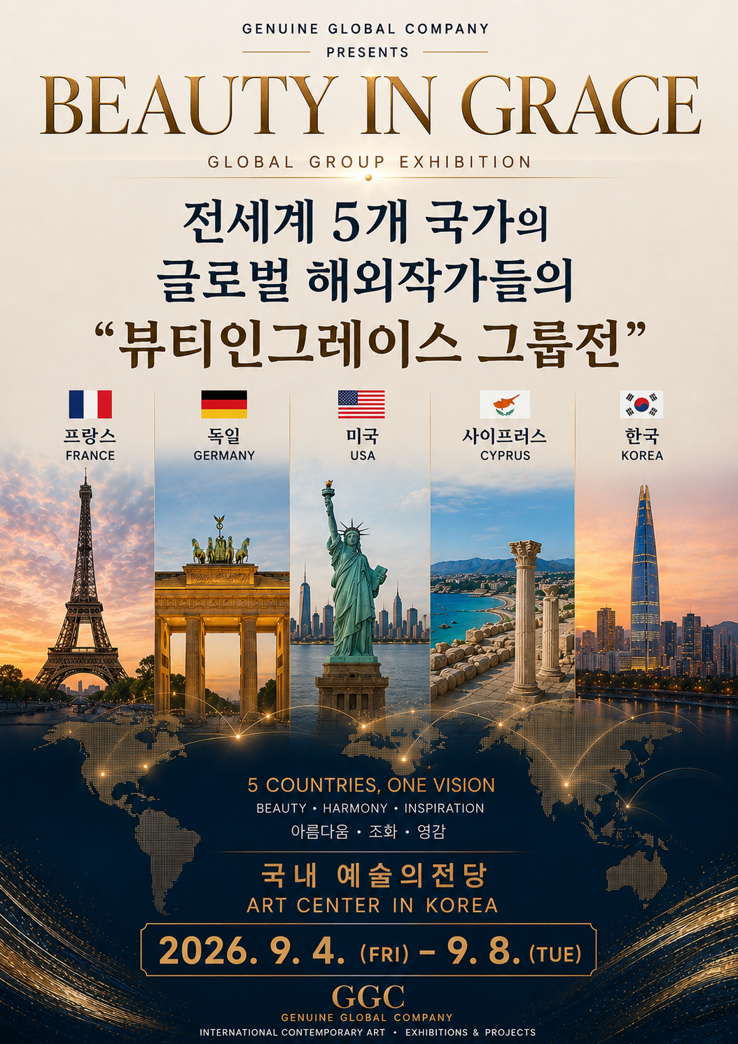 전세계 5개 국가 글로벌 해외작가들의 BEAUTY IN GRACE 그룹전 — 2026년 9월 4일–9월 8일